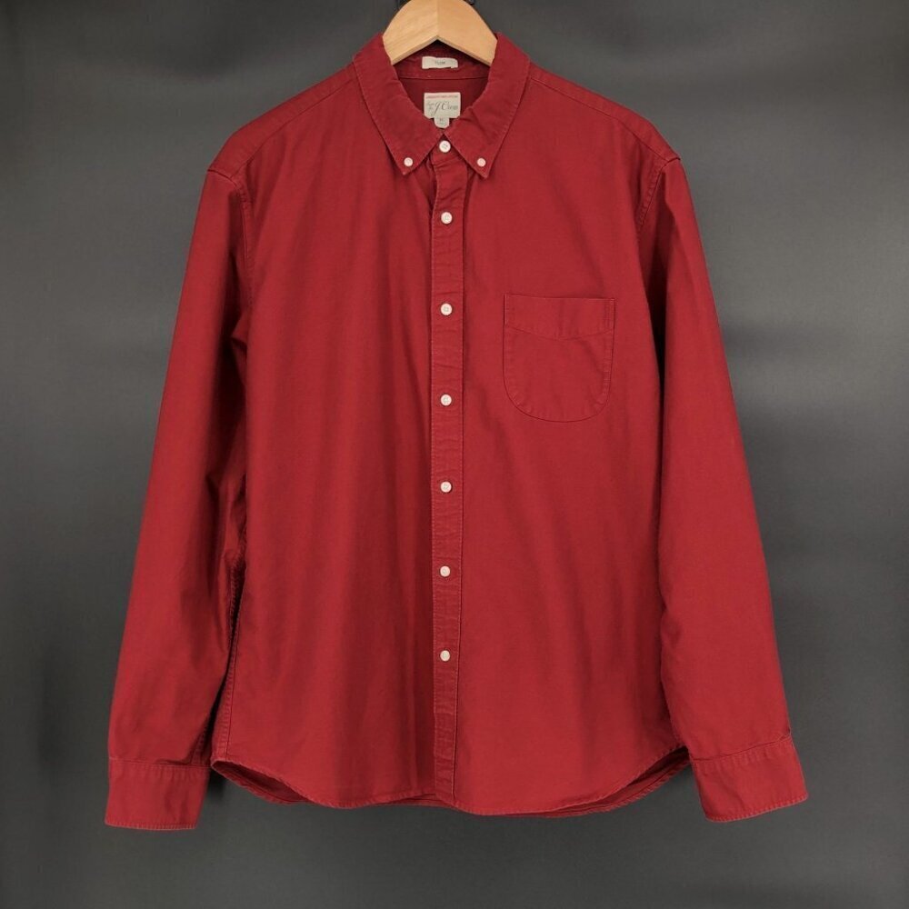 J. Crew Mens Slim Fit American Pima Cotton Button-Up Shirt XL Burgundy Red H4747